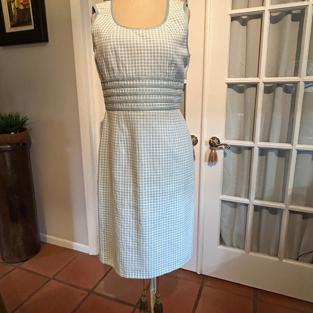 ANTONIO MELANI Light Blue Checkered Midi Dress